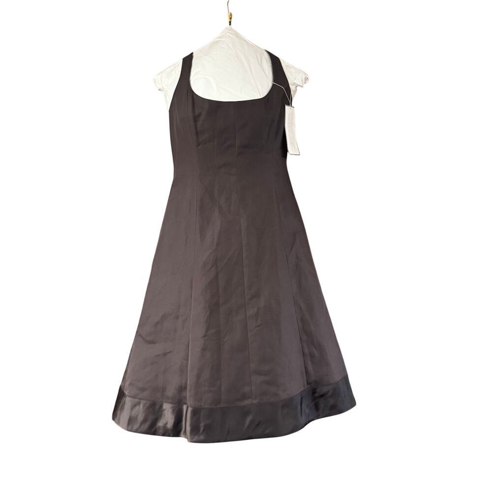 NWT J.Crew Special Occasions Fit & Flare Dress Petite 8 Brown Cotton Satin Trim